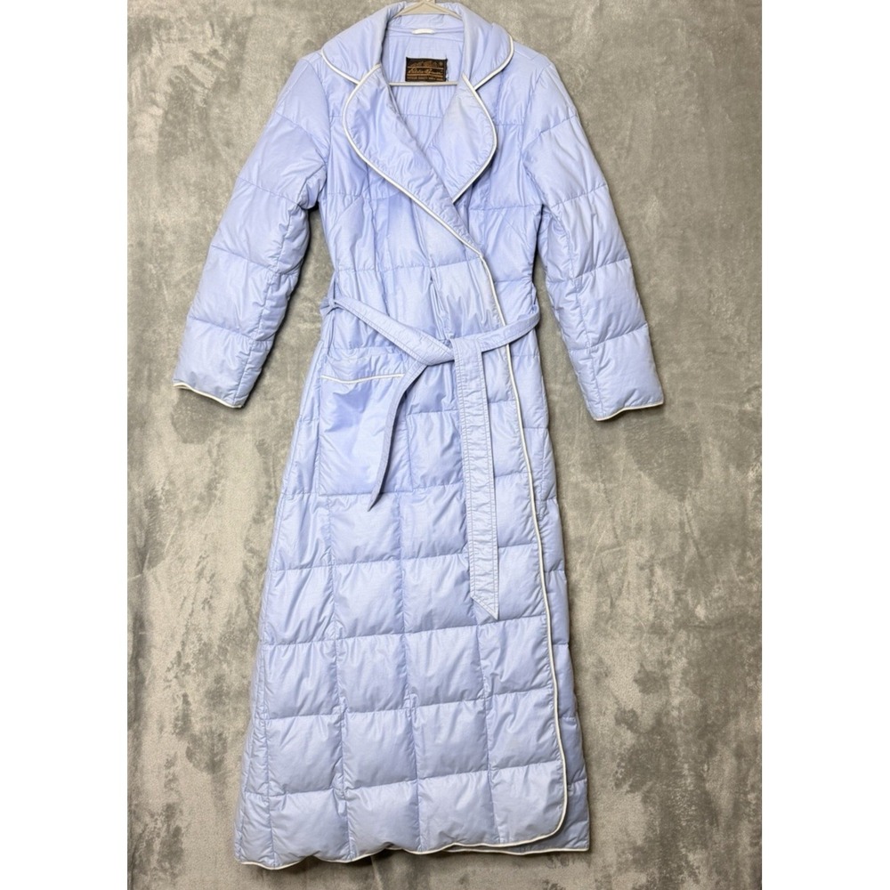 Vtg‎ Eddie Bauer Robe Quilted Goose Down Small Blue Small Medium Cottagecore